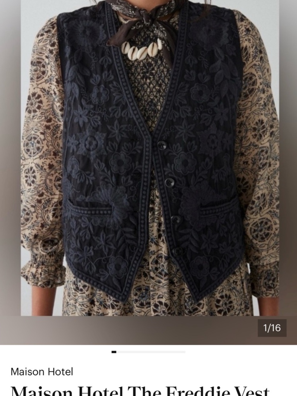 Maison Hotel Embroidered Freddie Vest - small - Picture 12 of 15